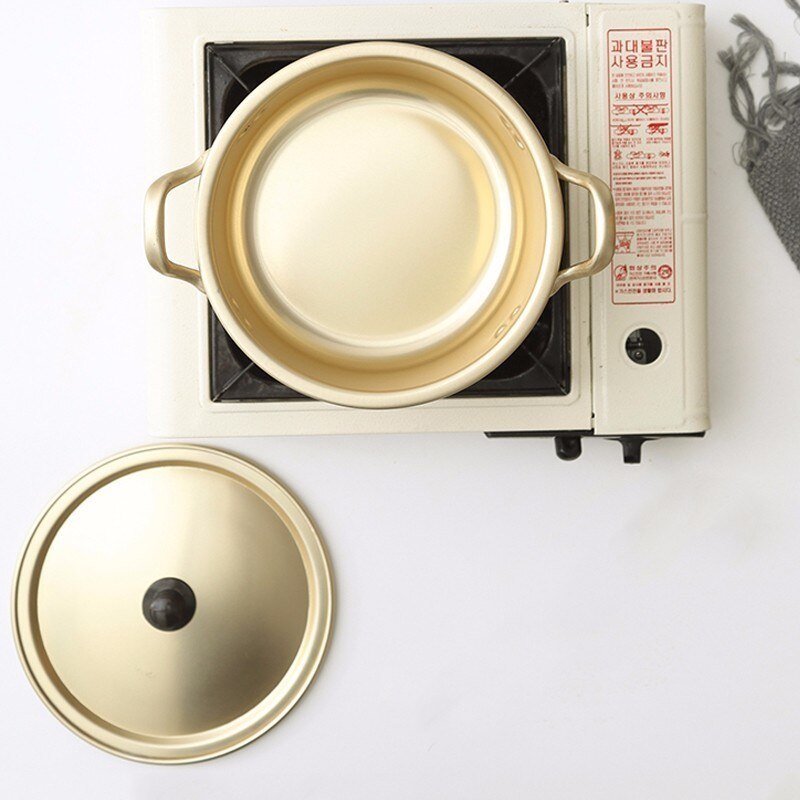 Szykowne złote garnek robić zupy ze stopu aluminium nie-Stick garnek robić mleka Stockpot kuchenka sałatka miska na makaron kuchnia narzędzia kuchenne 1PC zestaw garnków