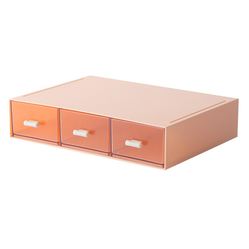 Storage Box Organizer Office Desk Stationery Box Free Combination Can Stack 3 layer Large Capacity Cosmetic Desktop Storage Box: Pink / 3