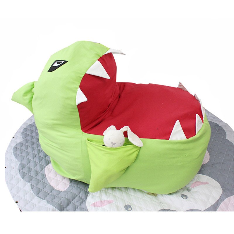 Udstoppet dyr legetøj opbevaring sækkestol haj form barn legetøj arrangør stol boligindretning møbler: Grøn