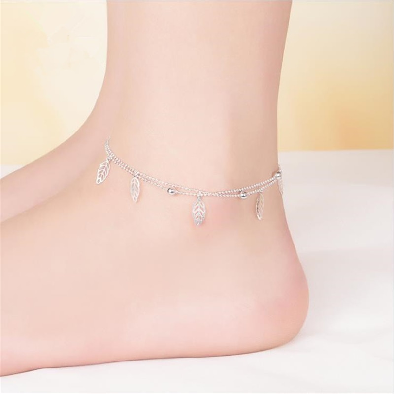 KOFSAC Neue Charme Hohl Blätter Fuß Schmuck Sommer Strand Knöchel Fuß Armband 925 Sterling Silber Kette Link Fußkettchen Für Frauen