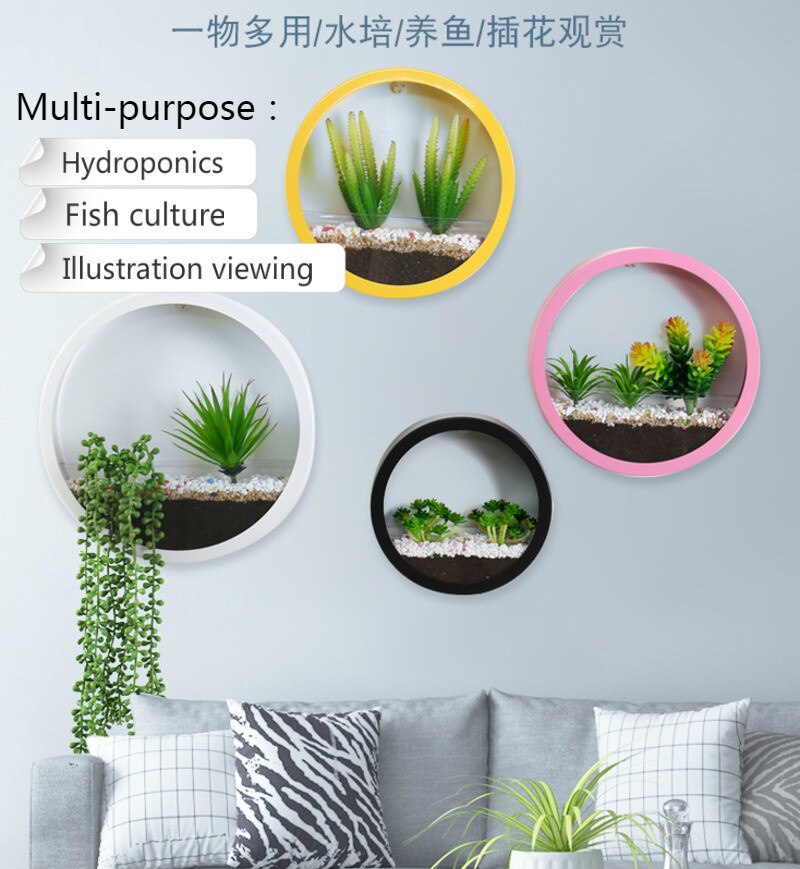 Moderne Ronde Ijzeren Muur Vaas Container Thuis Kamer Opknoping Mand Bloempot Muur Decor Vetplant Planter Tuin Vaas