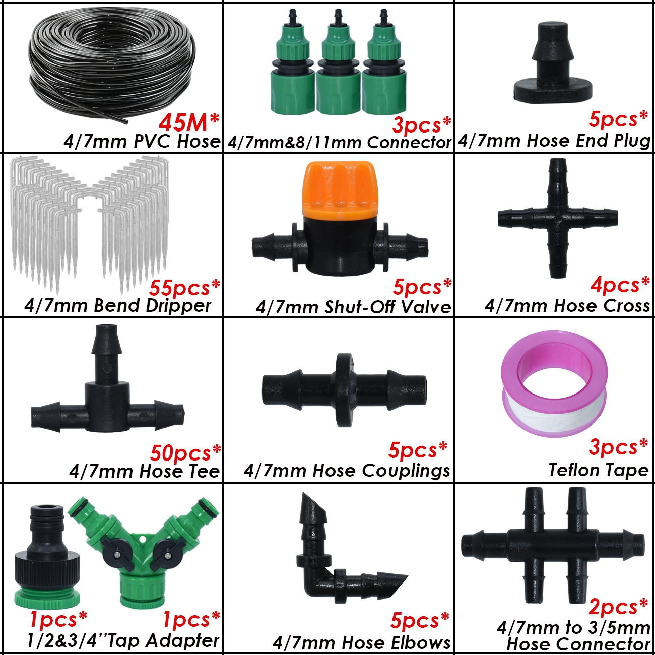 KESLA 5-50M Garden Drip Irrigation Kit 1/4'' Drippers Drip Arrow Watering System by for Balcony Bonsai Plant Flower: Red