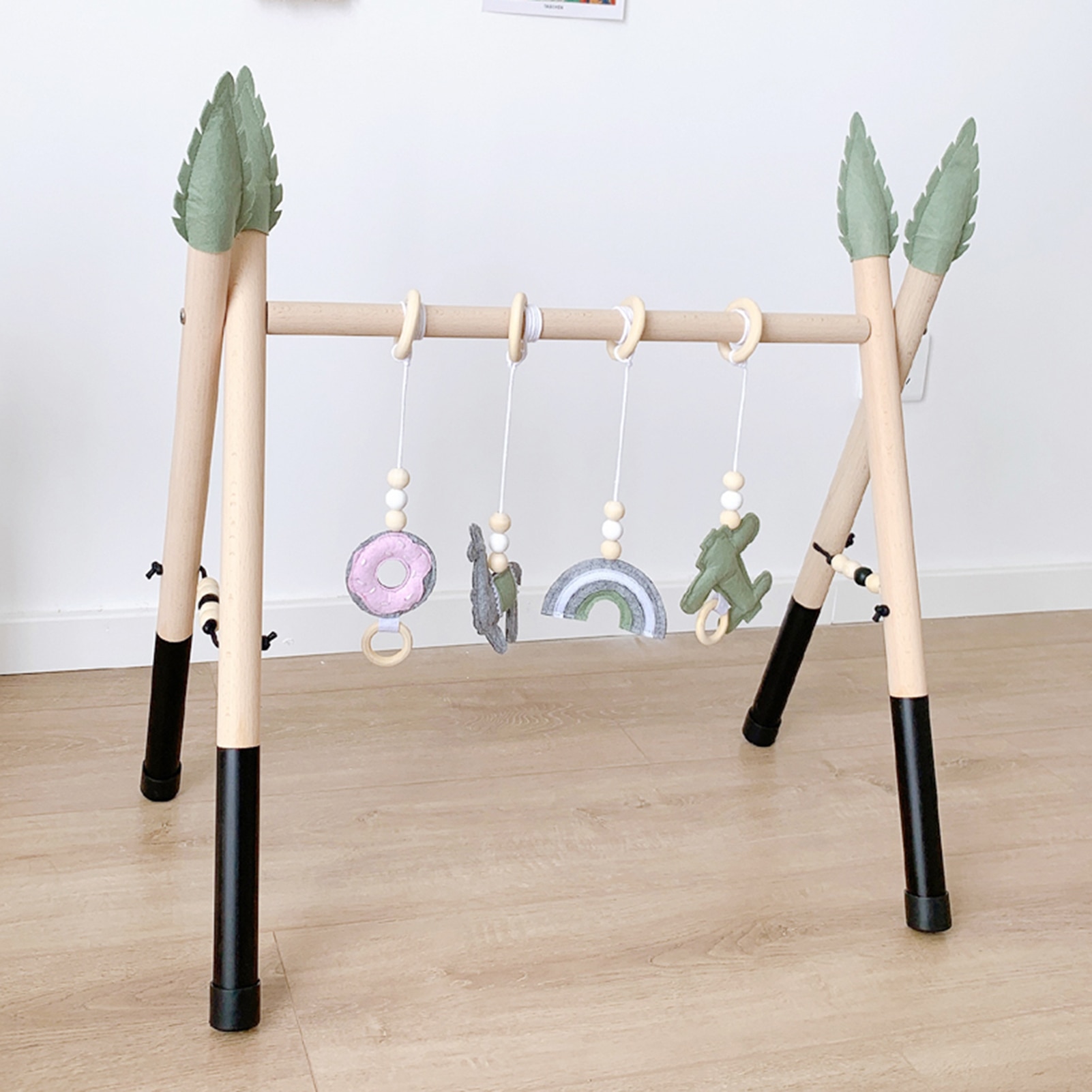 Nordic Houten Baby Activiteit Gym Spelen Kwekerij Zintuiglijke Ring-Pull Speelgoed Fitness Frame Kamer Decor Kleding Rack Speelgoed Voor kinderen