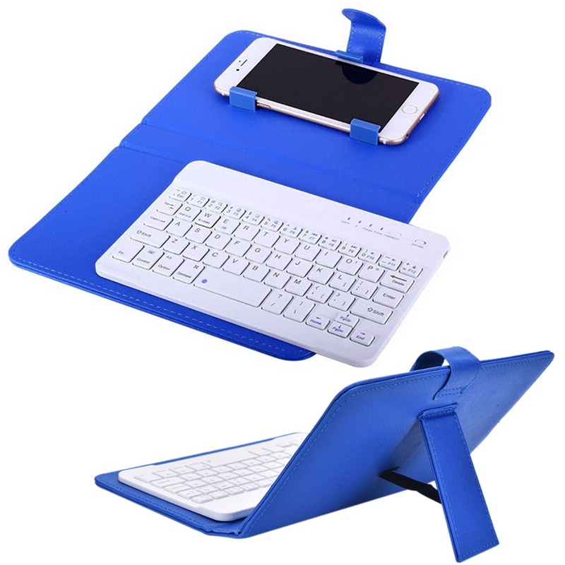 Funda de piel sintética para teclado inalámbrico, funda protectora portátil para iPhone 6 7, teléfono móvil con teclado Bluetooth