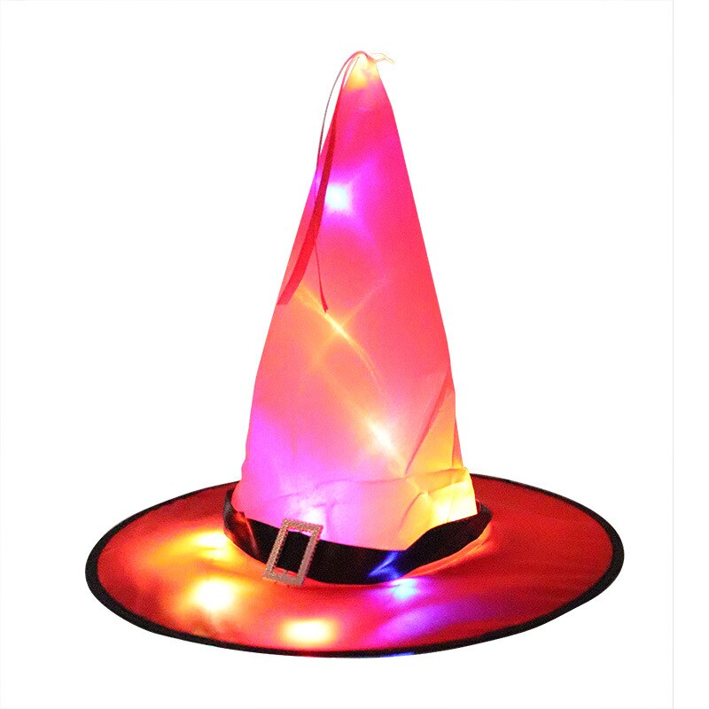 Décoration de noël LED lumières rougeoyantes sorcière chapeaux accessoires de déguisement de fête Halloween en plein air arbre jardin suspendus lueur fête chapeaux