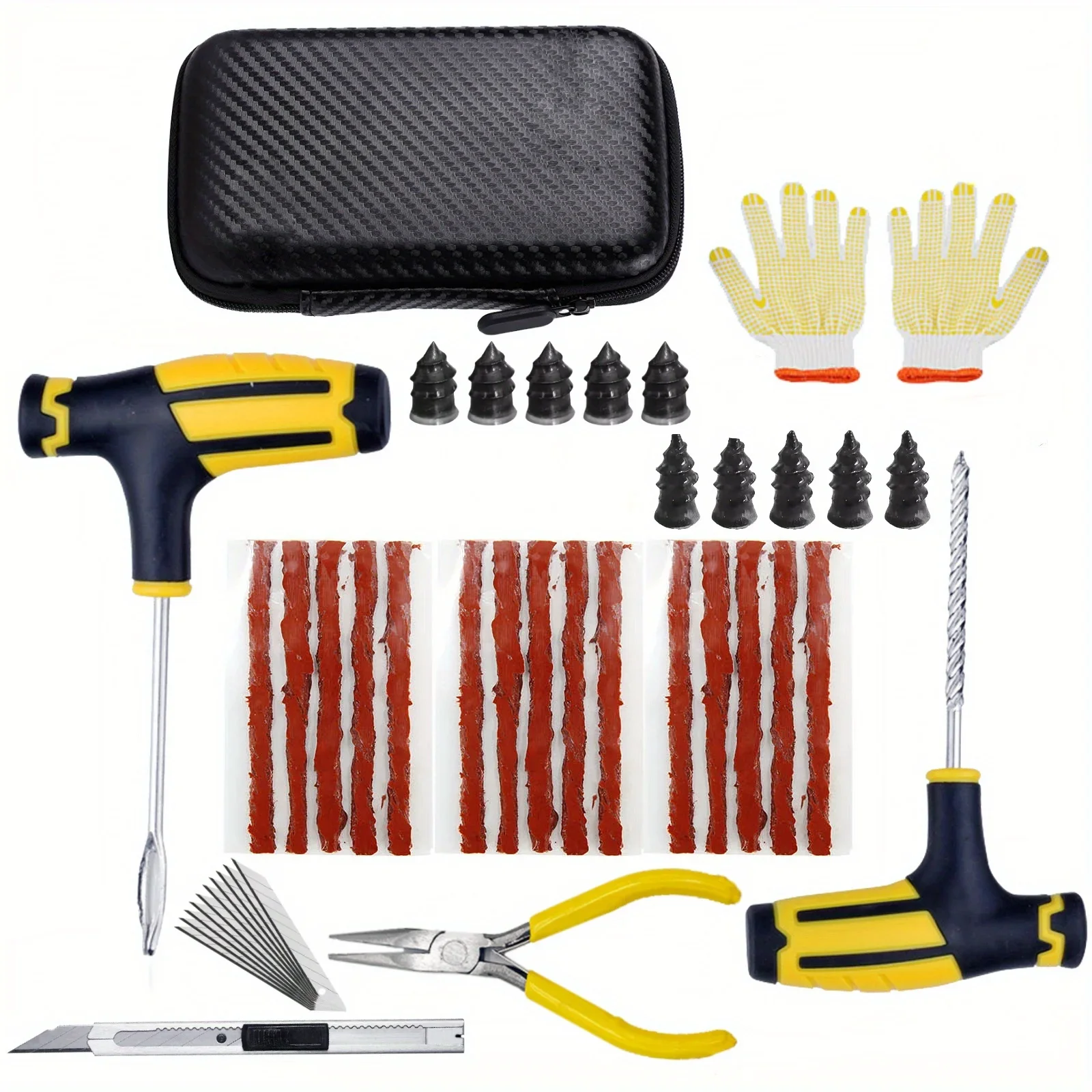 Auto Reifen Reparatur Bausatz Punktion Stecker Werkzeuge Reifen Punktion Notfall für Reifen Streifen Rühren Kleber Reparatur Werkzeug Bausatz Auto Zubehör: Gold
