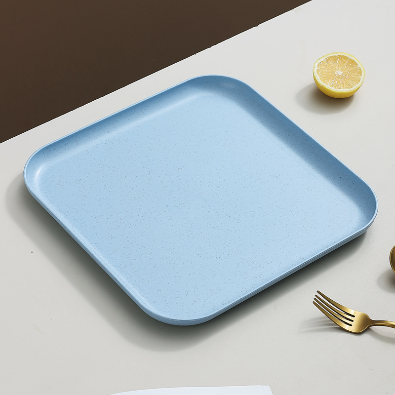 Inyahome Set of 1/4/10 Wheat Straw Square Dinner Dish Snack Dessert Plates for Vegetable Fruit Cake Bread Serving Plate Tray: Brown / 6 Inches