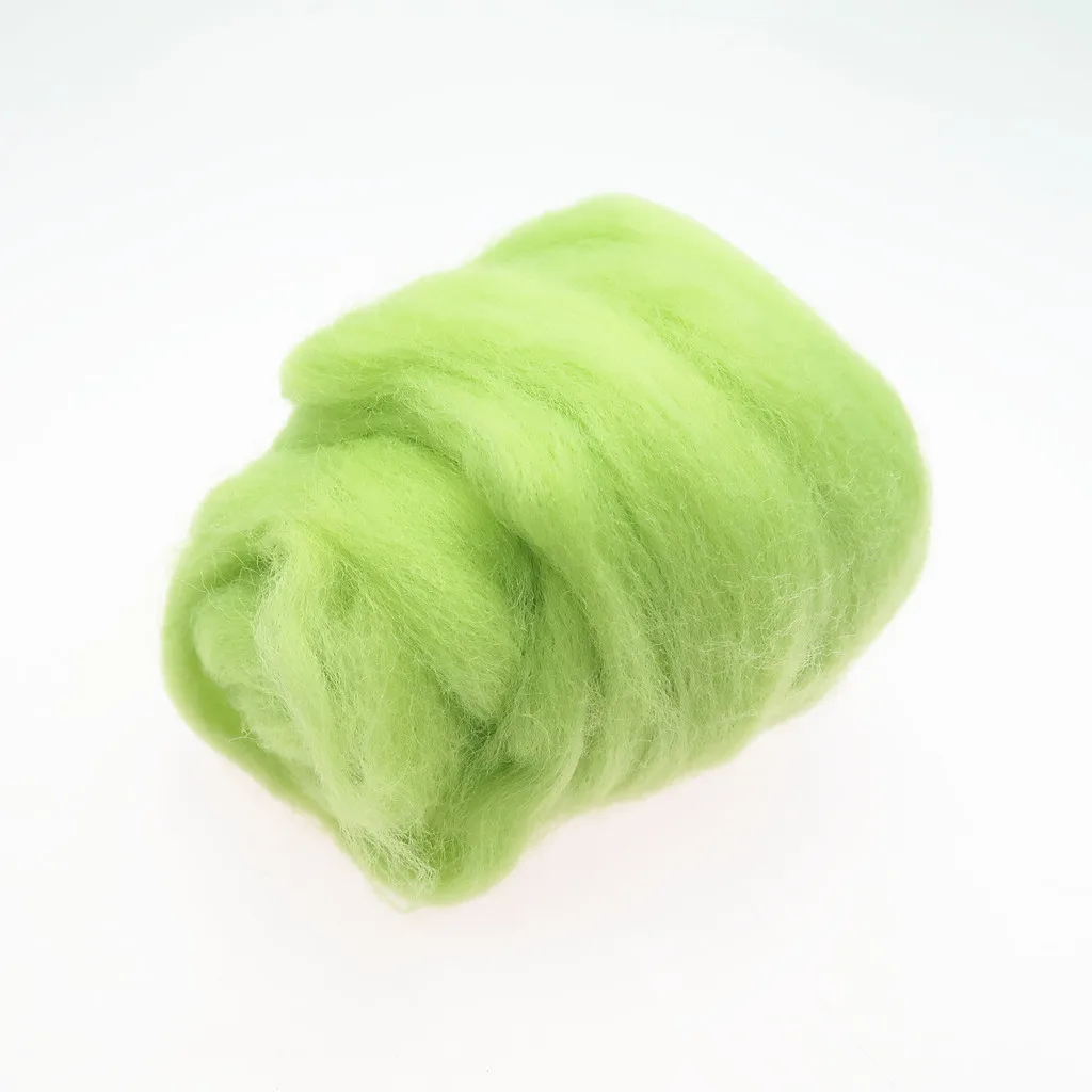 66S Green Color Series Wool Fibre for Needle Felting Wet Felting Wool Felting Handmade Spinning DIY Craft Materials: 10g / 20