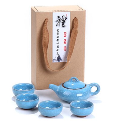 Exquisite carton packaging Tea Set 1pot 4cups,Ceramic Crack glaze Tea Sets,TeaCup,ChineseTravel Teapot, Drinkware Coffee&Tea Set: 05