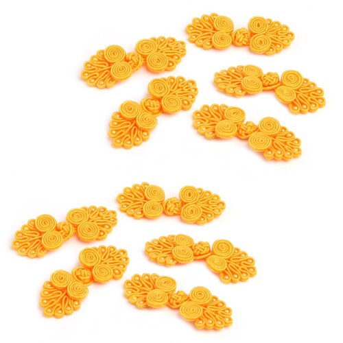 2022 10 Pairs Beaded Chinese Frog Closure Buttons Knot Fastener Sewing Handmade Craft: Yellow