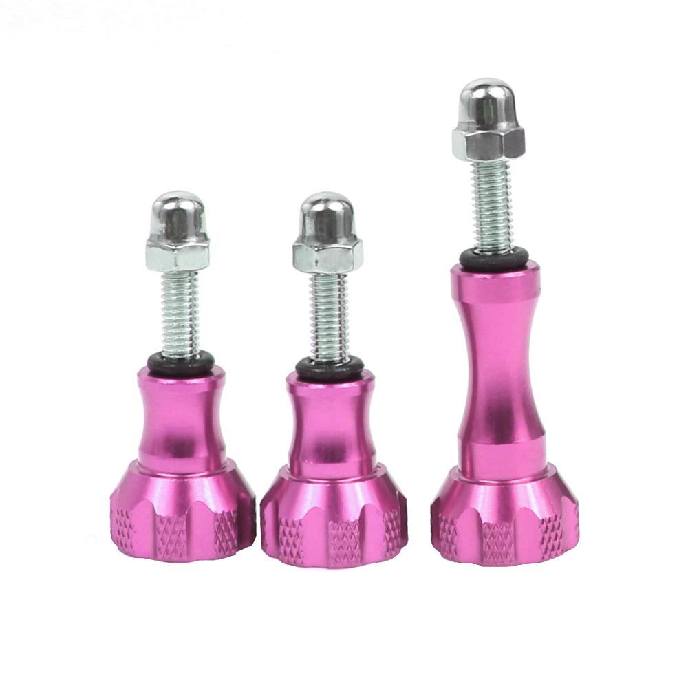 Aluminum Alloy Bolt Nut Thumb Screws Mount 1xLong 2xShort CNC for GoPro Hero 10 9 8 7 Black Max for DJI Osmo Action Sjcam Camera: Pink