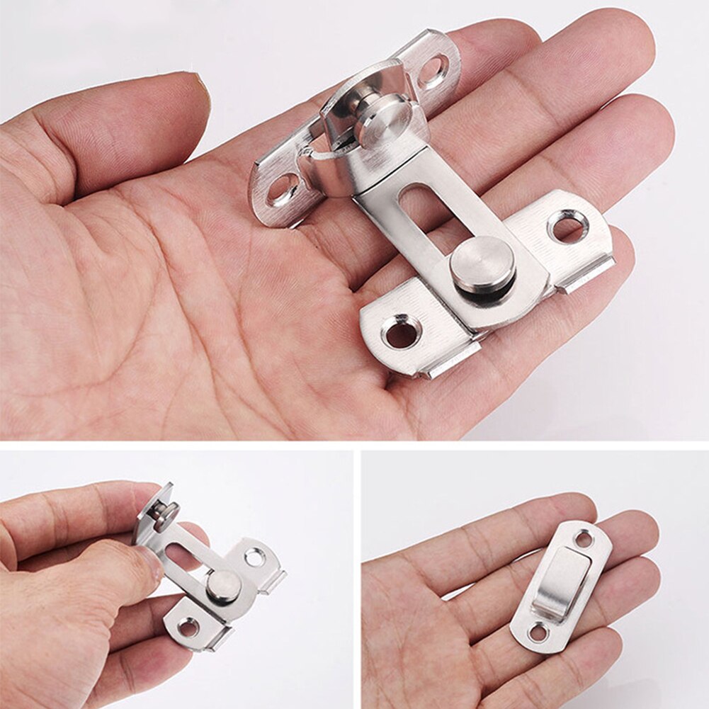 Sliding Latch Cabinet Chain Hotel Push Pull Stainless Steel 90 Degree Button Shift Door Lock Security Tools Home Clasp