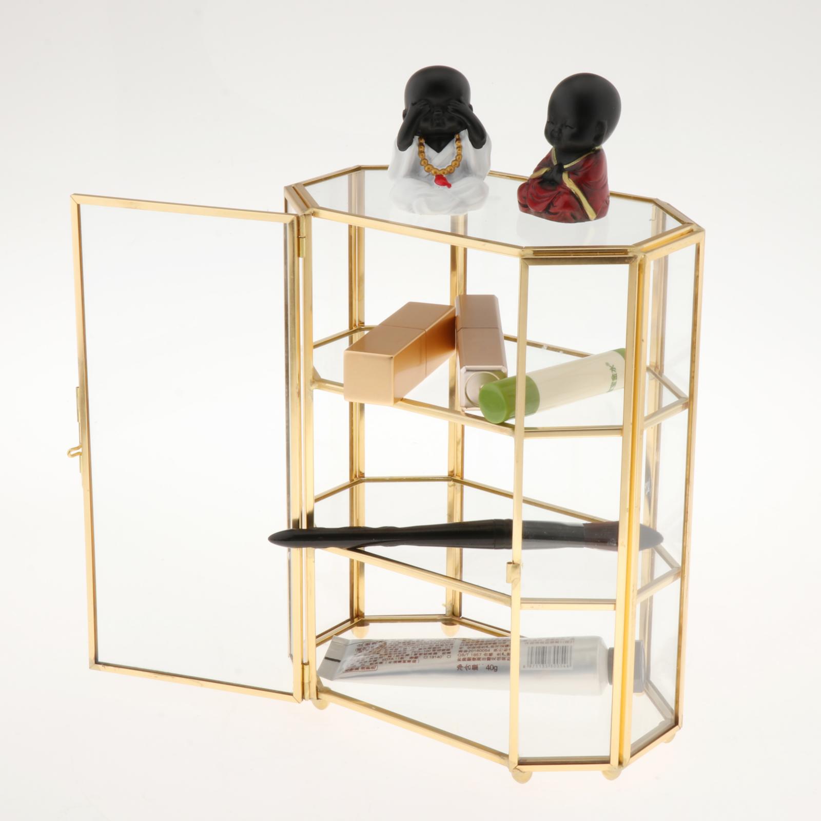 Vintage Gouden Glazen Box Clear Glas Metalen Sieraden Organizer Open Voorzijde Display