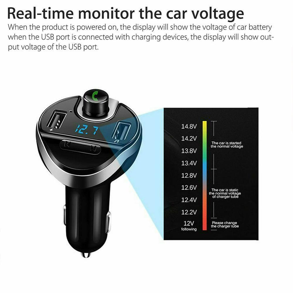Bluetooth Auto Fm-zender Kit Usb Auto MP3 Draadloze Dubbele Usb Auto Handsfree Bluetooth Fm-zender Radio met Mic