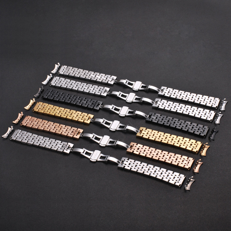 Armband aus gebogenem Ende, Arc-Metall-Armband, 16 mm, 18 mm, 19 mm, 20 mm, 21 mm, 22 mm, massives Edelstahl-Uhrenarmband für TISSOT Butterfly-Schnalle