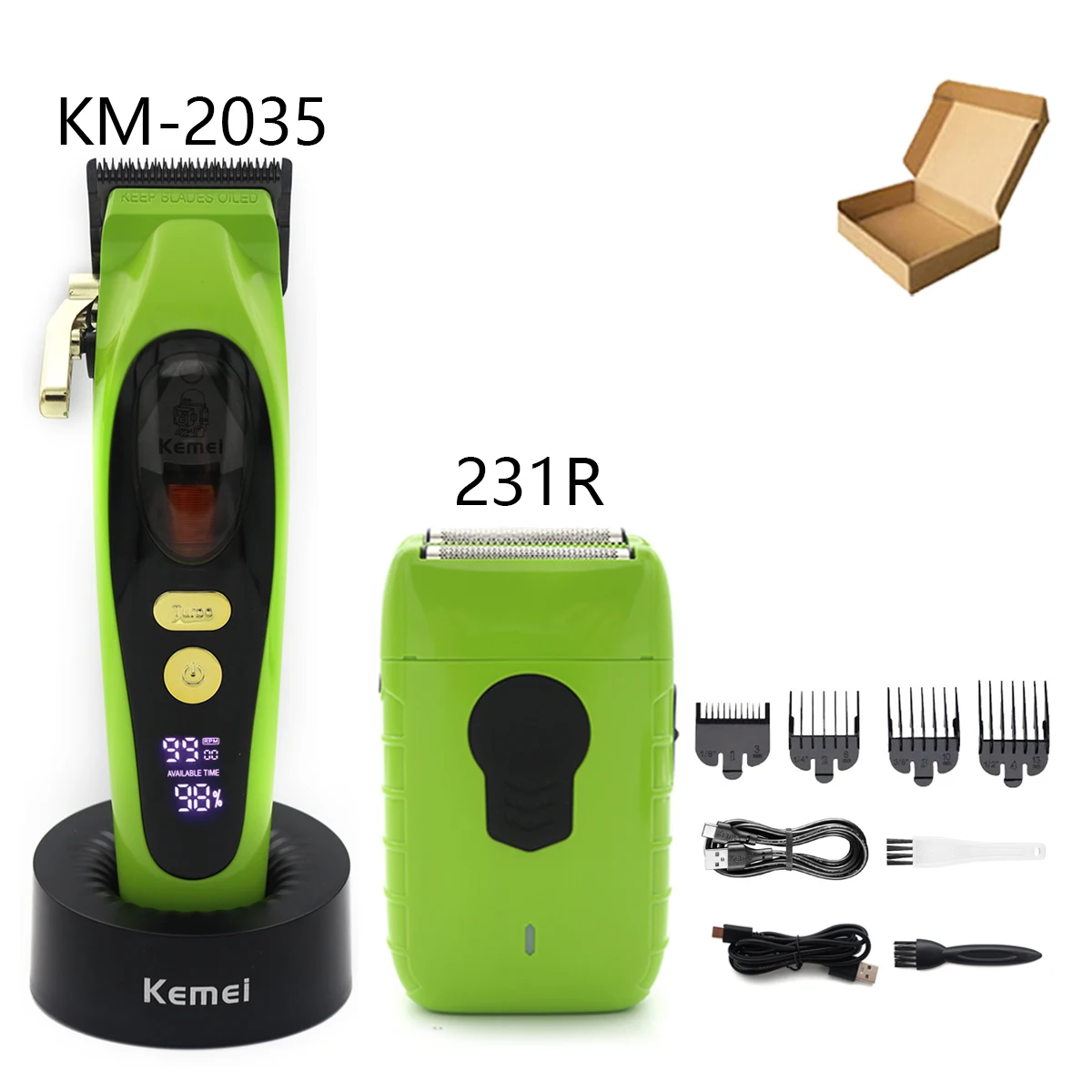 Hair Clipper Barber Kit Beard Hair Trimmer For Men Magnetic Motor Mower 9000 RPM Hair Cutting Machine Kemei 2035: GRAY