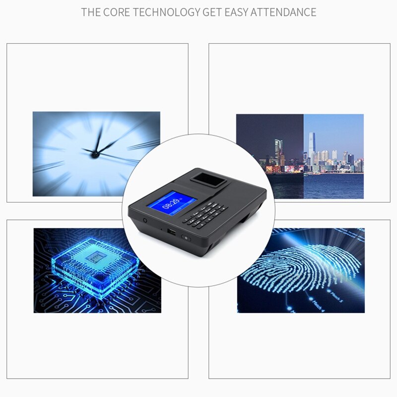 -F30 Attendance Machine ligent Biological Fingerprint Password Attendance Machine Employee Sign-In Recorder(EU Plug)
