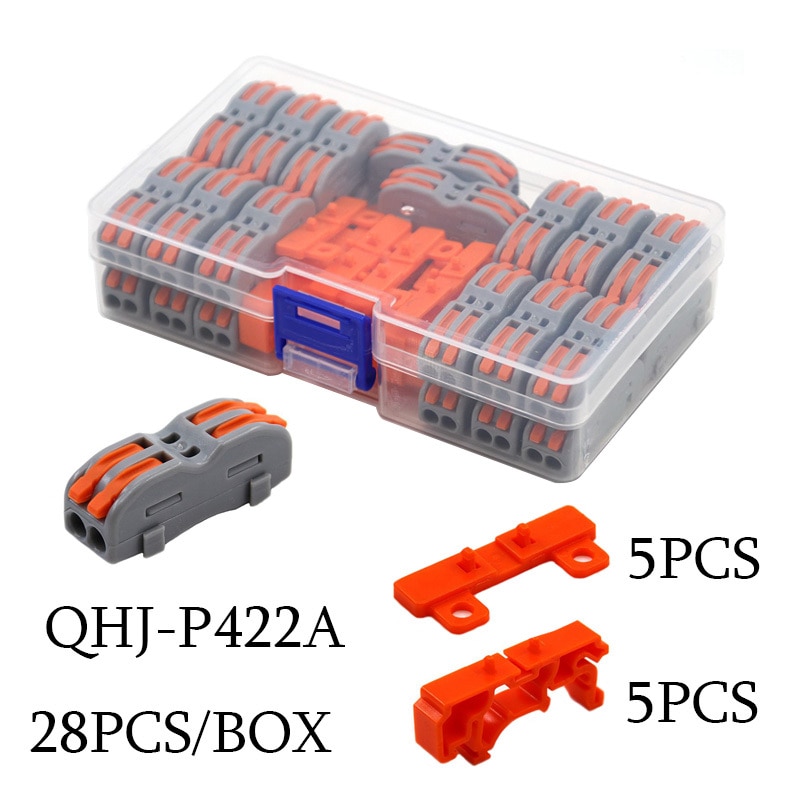 Mini Wire Electrical Connector Boxed 222 LED Strip Lighting Quick Connectors Universal Compact Conductor Push-in Terminal Blocks: black