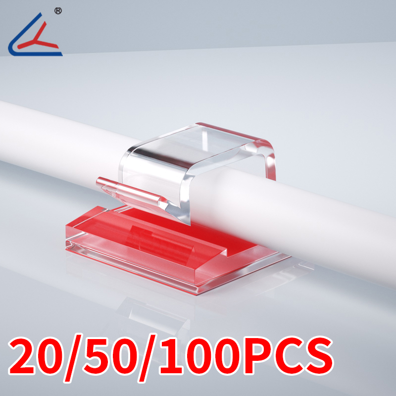 20/50/100 Stück Kabelklemmen, selbstklebende Kabel-Organizer-Klemmen, Büro- und Haushaltsklemmen (transparent) Fermacav