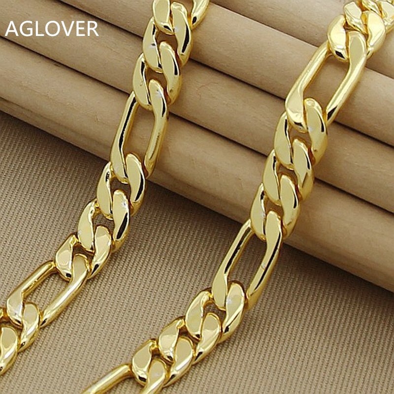 AGLOVER 8mm 22-Inches Gold Chain Link Necklace For Women Men Wedding Engagement Party Jewelry