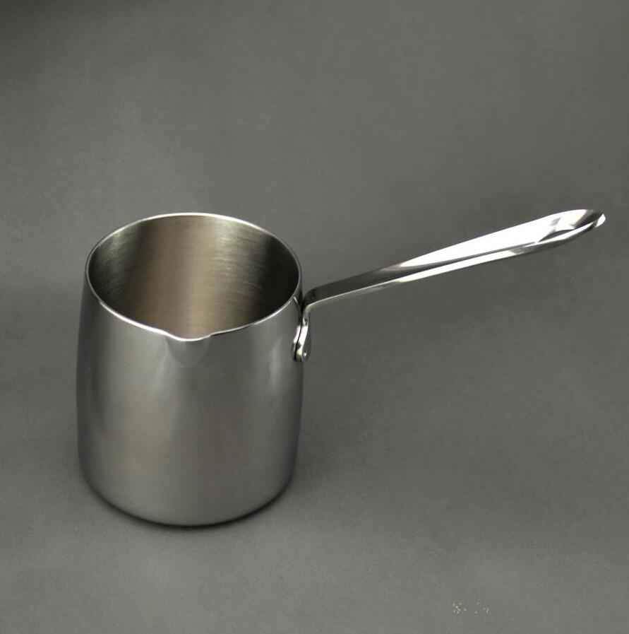 Stainless Steel Pot Coffee pot Milk Butter Coffee maker Warmer Mini Butter Melting Pot with Spout 18/10 Tri-Ply (12oz/370ml)