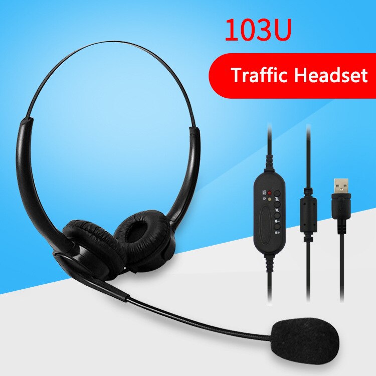 1pcs Wired Headset Microphone Call Center Headset HD Call Handfree Office Headphones Adjustable Retractabl For Call Center: 103U