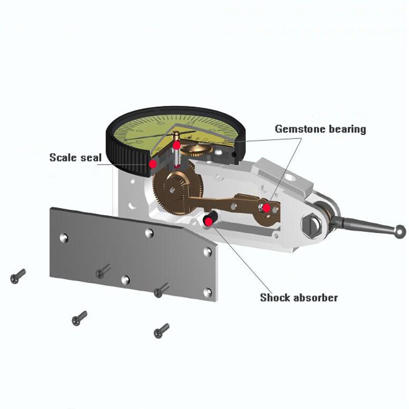 Lever Dial Indicator Dial Gauge 0.8/0.2mm Fully Enclosed Dial Tester Reverse Rotation Shockproof Dial Gauge Measurement Tool