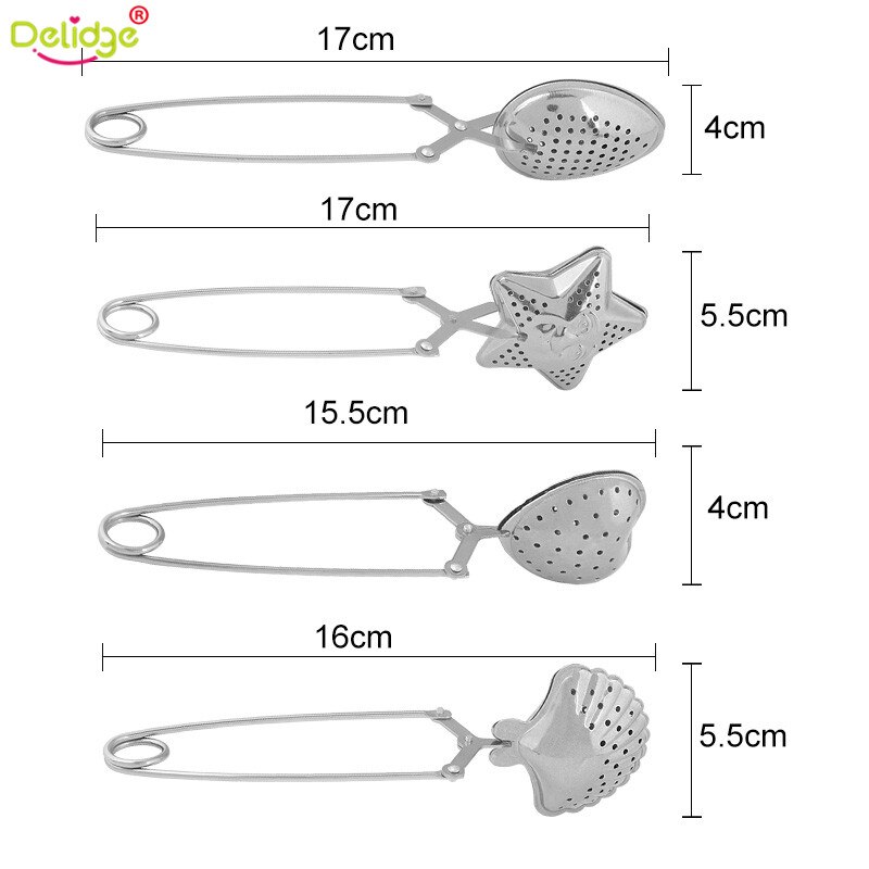 Delidge 1 st Verschillende Vormen Theezeefje Rvs Sphere Sterren Shell Vorm Handvat Thee Mesh Ball Filter Drinkware Tool