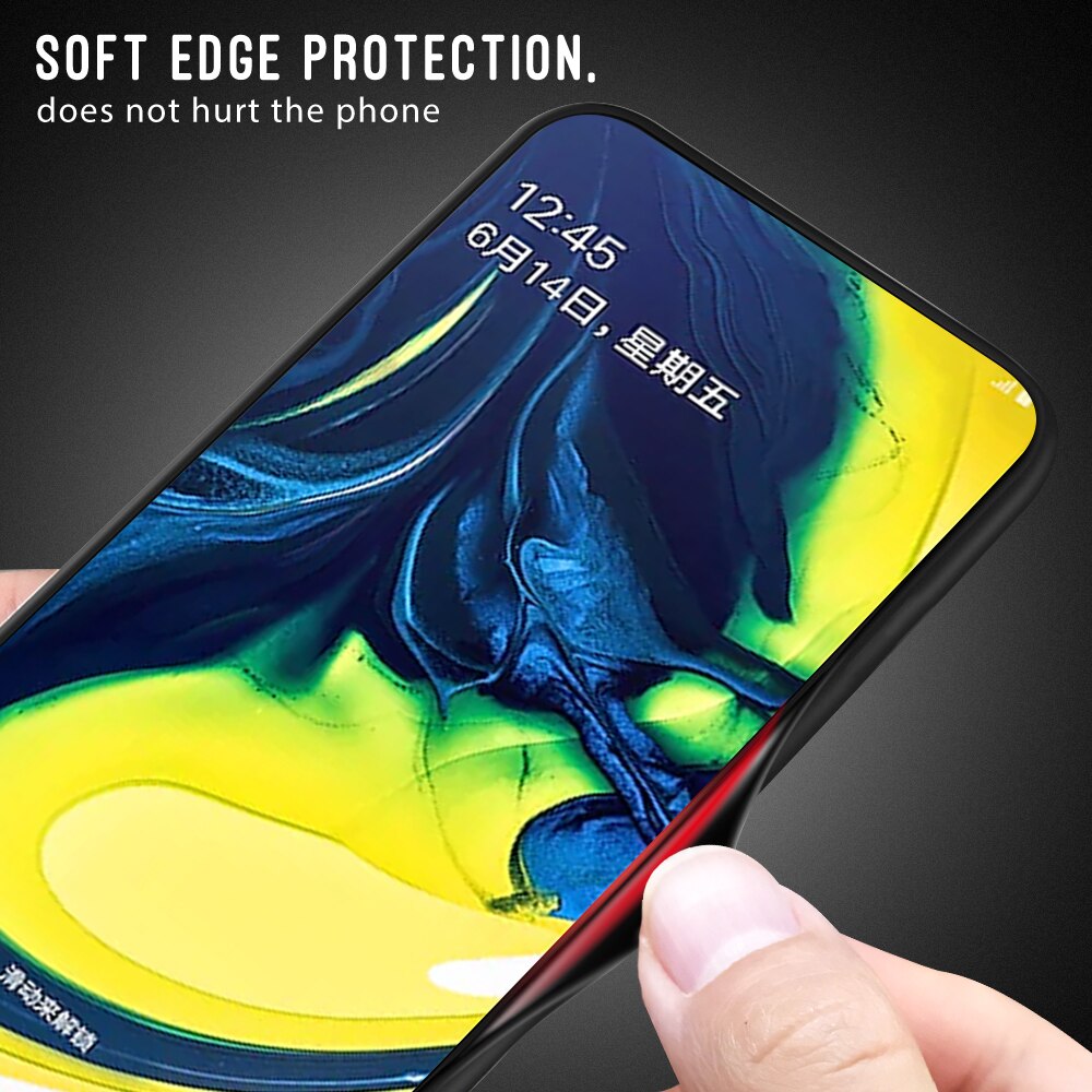 Vetro temperato di Caso Per Samsung Galaxy A80 A90 UNA Copertura Della Cassa 80 90 UN 80A Gradient Shell Per Samsun A80 a805 Stripes Caso Fundas