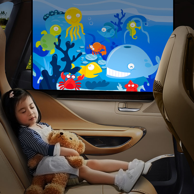 Cortina de protección UV magnética, cubierta Universal para parasol de coche, cortina, ventana lateral, cubierta parasol para bebés y niños, estilo de coche de dibujos animados