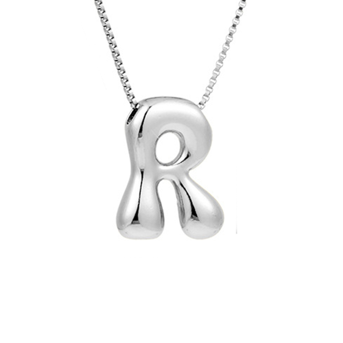Delicate Chunky Balloon 26 Letter Necklace Bubble Initial Alphabet Pendant Box Chain Choker Stainless Steel Gold Plated Jewelry: Antique Copper Plated