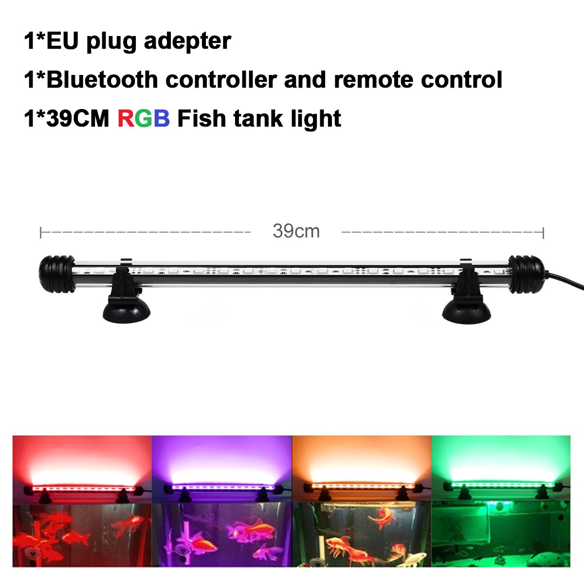 Tuya Smart Aquarium Light RGB Wifi LED Fish Tank Light Underwater Fish Lamp Tube Aquariums Decor Lighting Plant Growth Lamp: 39CM EU plug