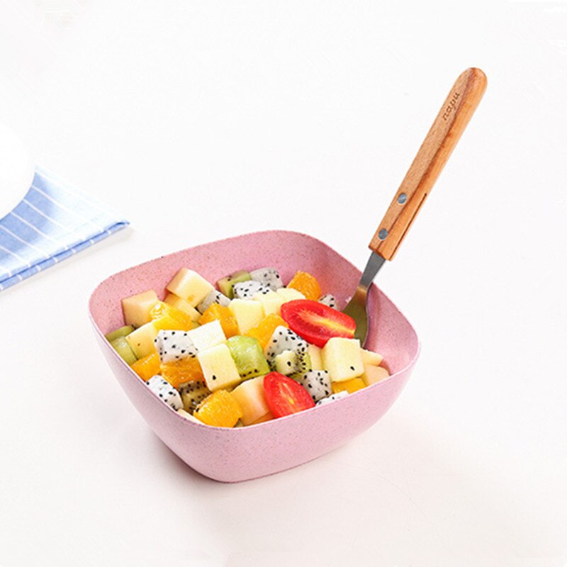 Cuenco de paja de trigo para ensalada Plato cuadrado grueso para fruta, plato para mojar, dulces, aperitivos, Bol para arroz o sopa, cocina, recipiente para salsa, 1 Uds.
