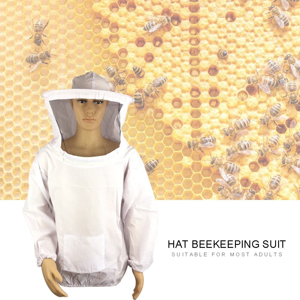 Zipper Beekeeping Jacket Beekeeper Equipment Pro Protective Clothing Suit Beekeeping Supplies with Detachable Veil Cap