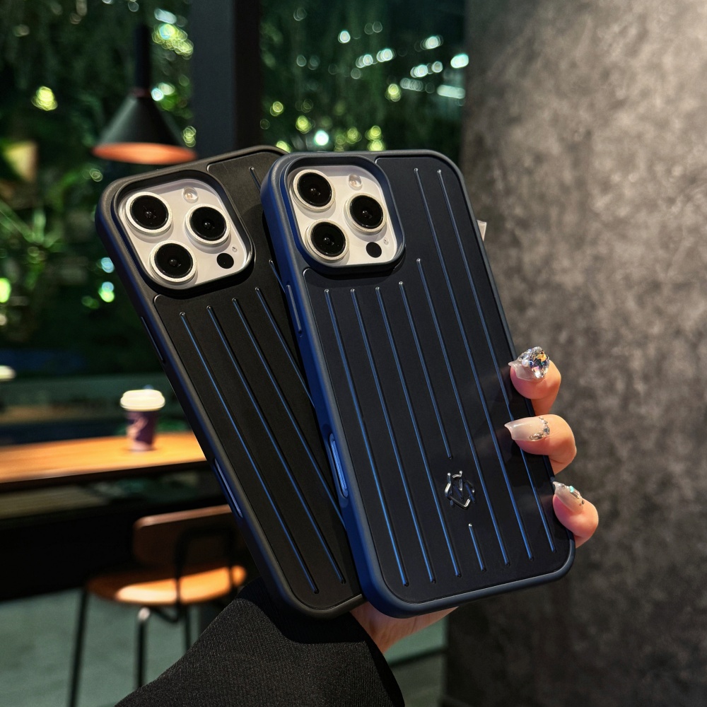 Stilvolle 3D-Gewellte Streifen-Business-Gepäck-Telefonhülle für iPhone 16 14 15 Pro Max 13, silberne, stoßfeste Rückseite