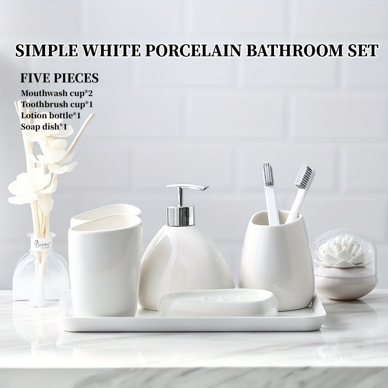 Complete Ceramic Bathroom Accessories Set with Soa... – Grandado