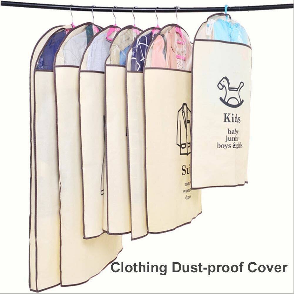 Newest Waterproof Thickened Nonwovens Clear Dust-proof Cloth Cover Suit/Dress Garment Bag Storage Protector