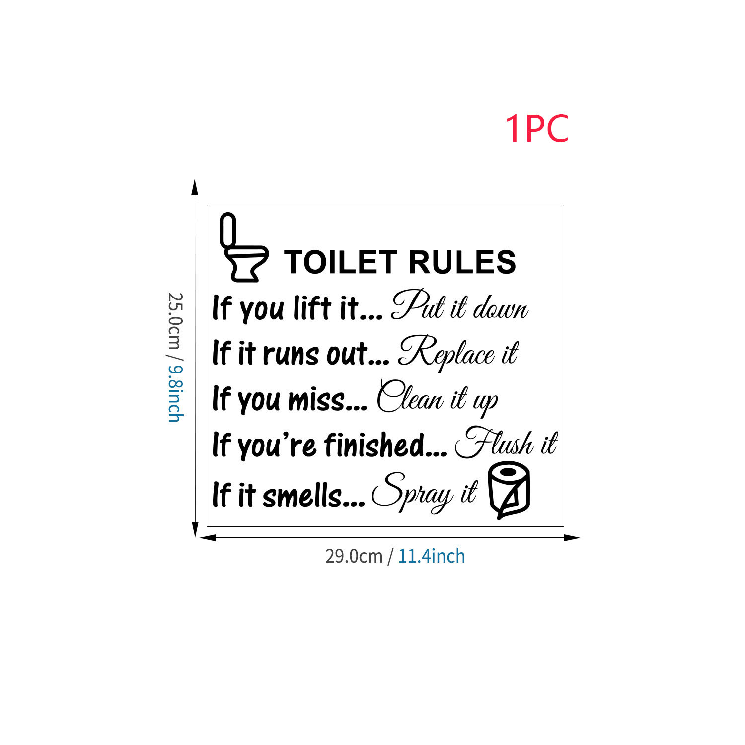 Toiletregels Badkamer Muurdecoratie Stickers, DIY Verwijderbare Vinyl Art Badkamer Decoratie Muur Citaten Stickers Bord Voor Deur Woonkamer: zwart