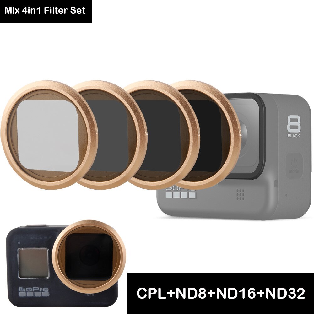 Filtre caméra pour Gopro Hero 8 objectif noir Sport Action Hero8 corps gros plan ND CPL polariseur polaire filtres accessoires de protection: Mix 4in1
