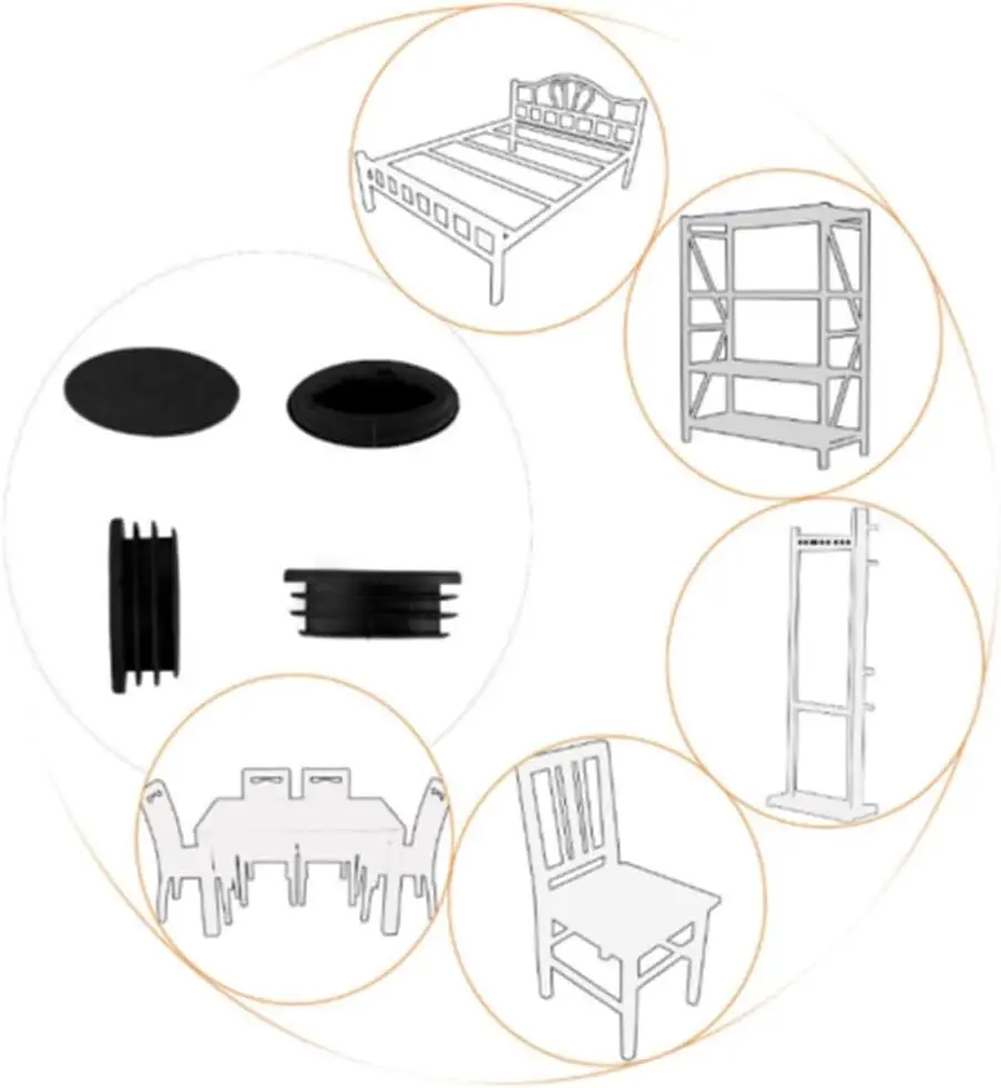50/100pcs Oval Chair End Caps Tubing Plug Cap Furniture Oval Pads Silicone Chair Leg Cap for Desk Protector Leveling Feet System