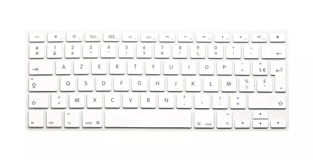 Silikone fransk bogstav tastatur cover til macbook air pro retina 13 15 17 beskytter til mac book tastatur frankrig eu azerty: Hvid