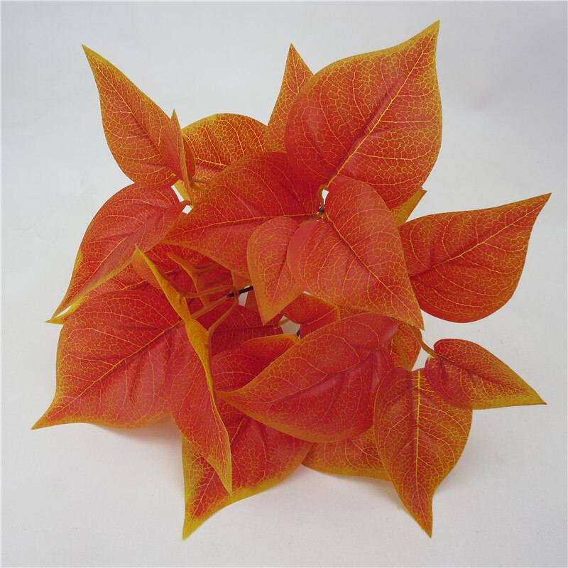 Kunstig ægte touch taro blade lilla plante grøn radise blade blomst hjem grøn væg tilbehør: Orange
