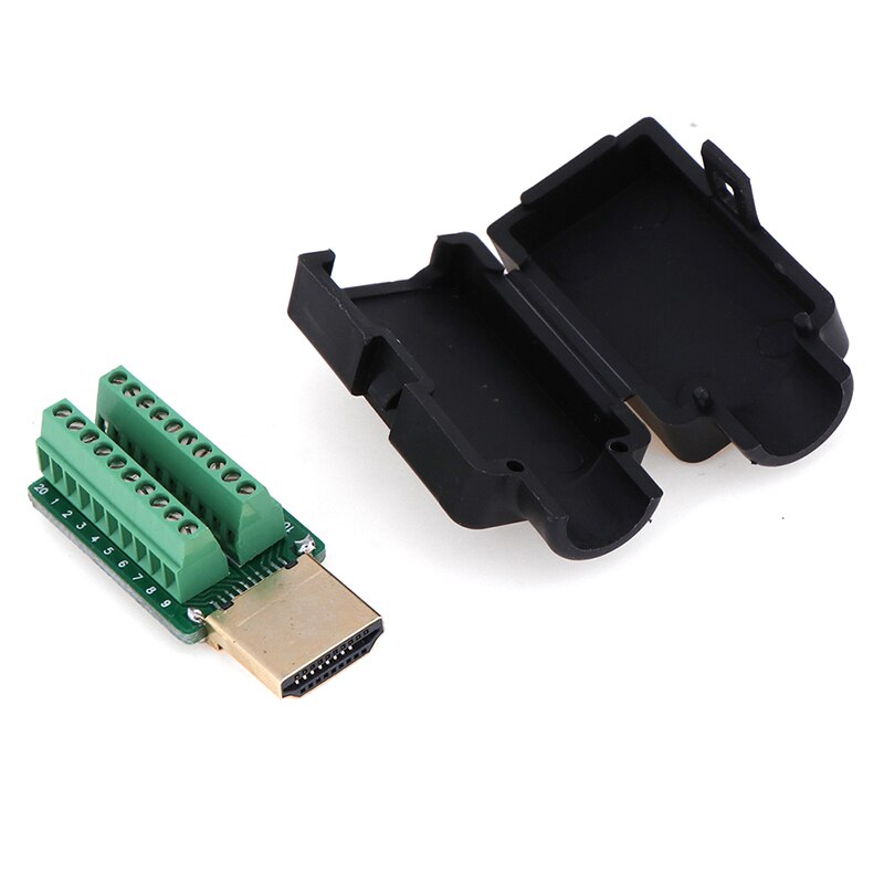 Spec we 1 PC HDMI maschio 19 P terminali Breakout spina connettore senza saldatura con coperchio Groothandel