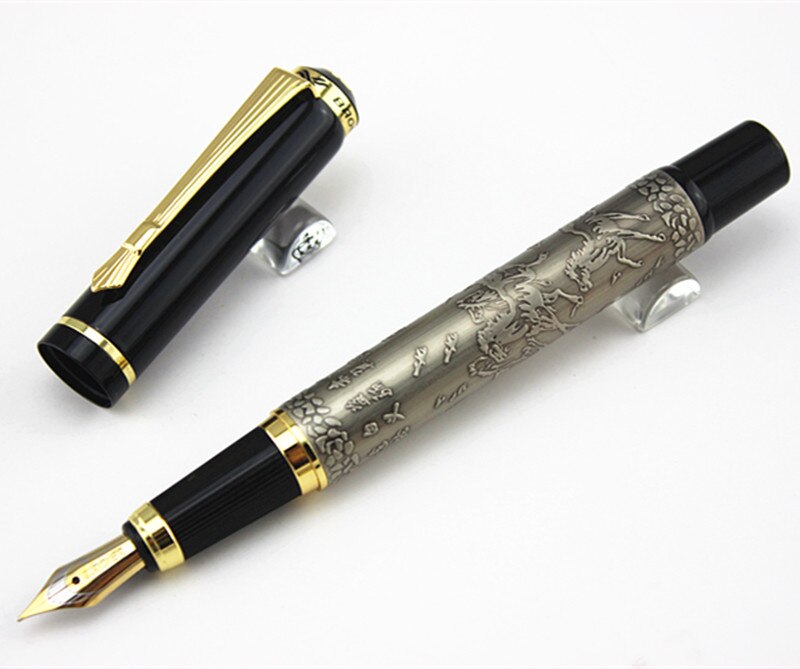 Baoer 507 Gouden Xubeihong "De Acht Paarden" Medium Nib Vulpen