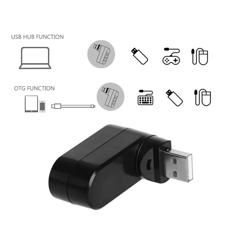 3 Port Multi 2.0/3.0 USB Hub miniaturowy Hub USB dużej prędkości obrotowej przejściówka rozgałęziająca na laptopa na notebooka dla komputer PC akcesoria