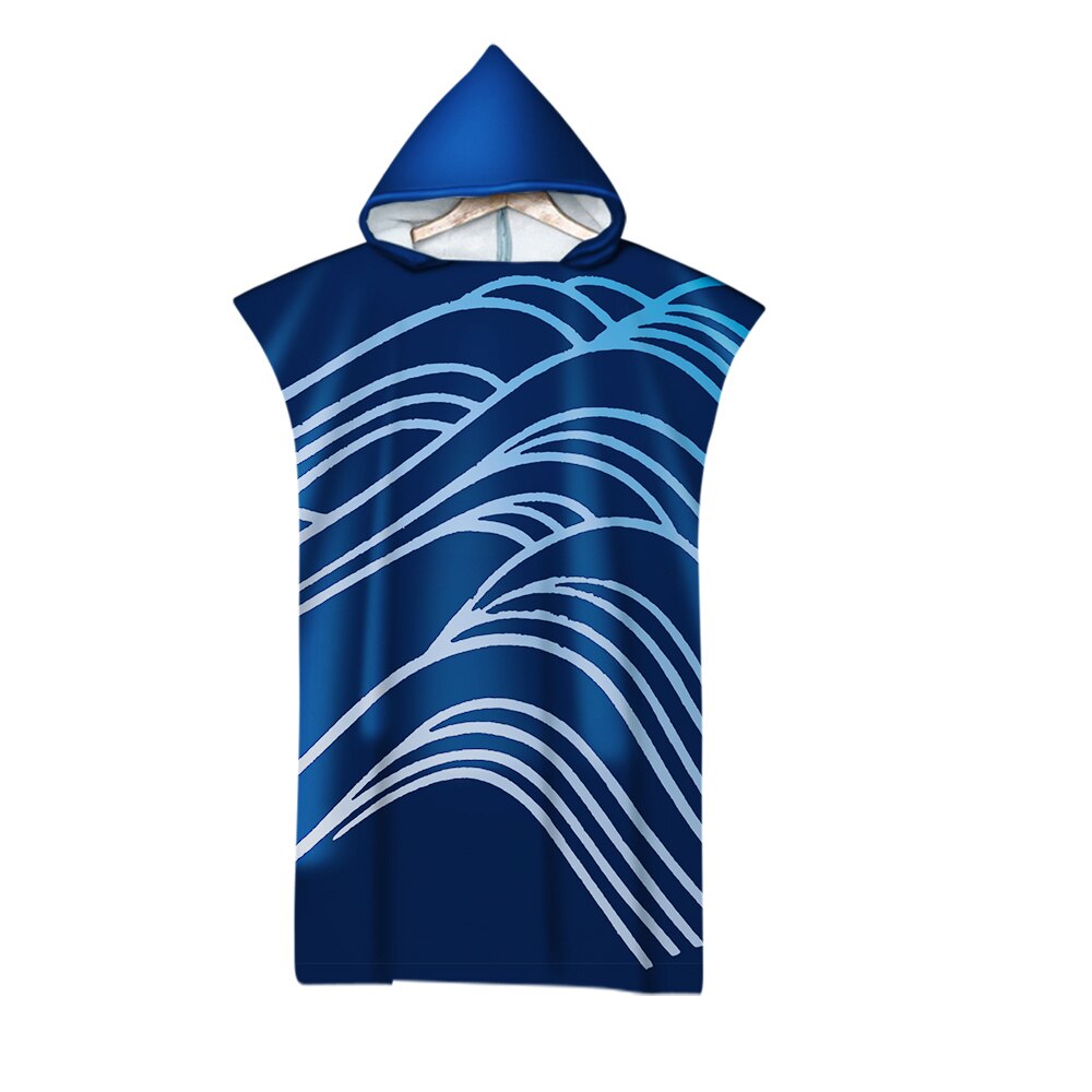3D Waves Pattern Printed Beach Towel Adults Soft Hooded Bath Towels: 5