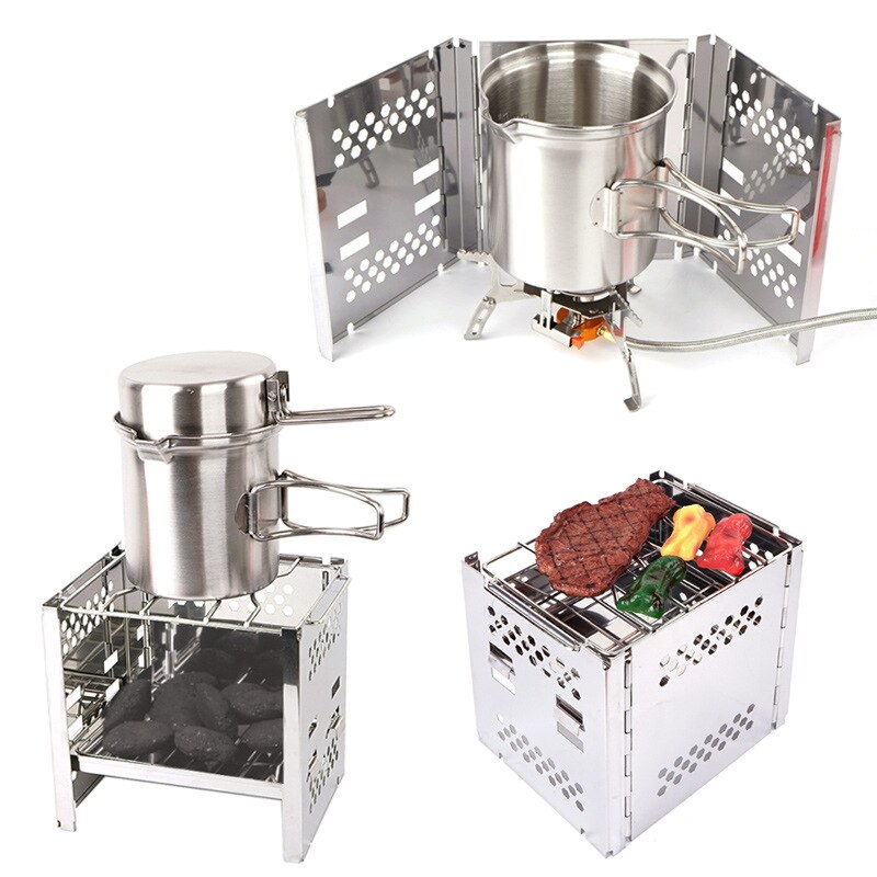 Neue Protable Klapp Feuer Platte Camping BBQ Furnture Ich bin Freien &Ampere; Haushalt edelstahl 430 Grillmulti-Funktion Grill Regal