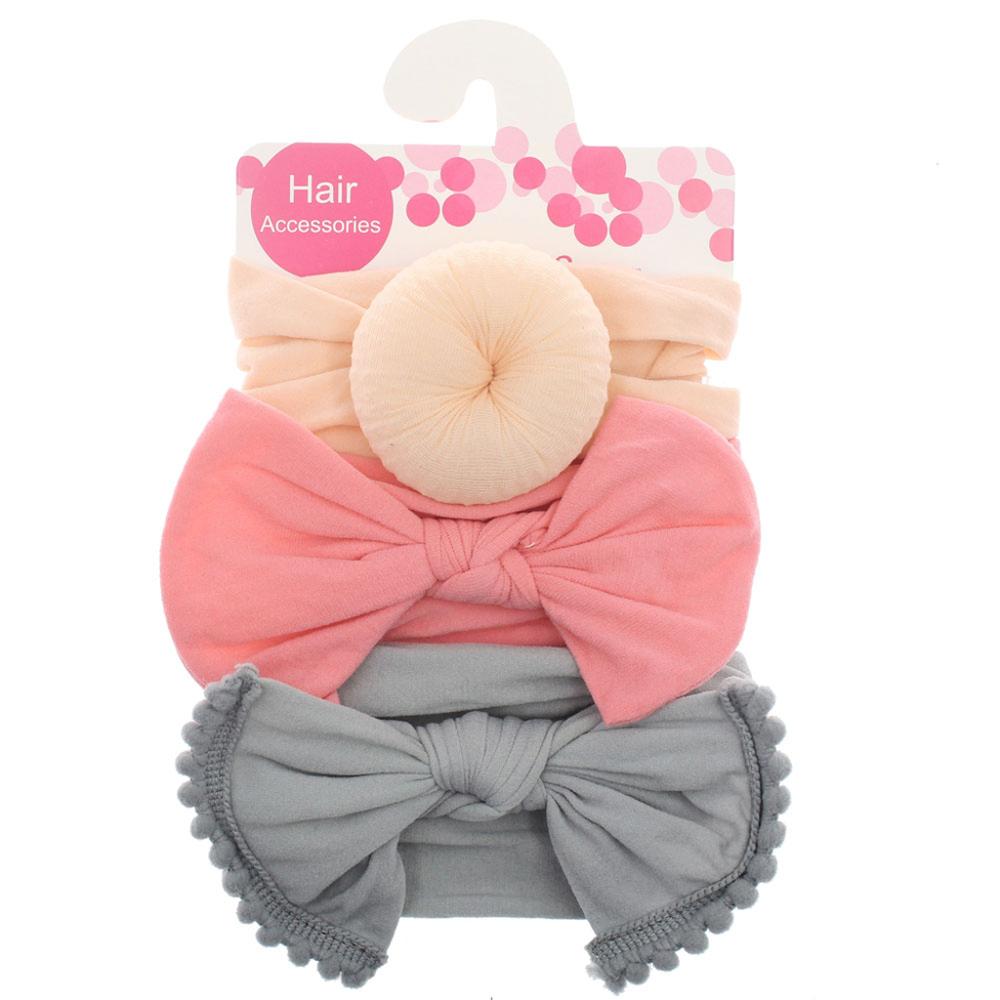 3pcs/Set Solid Nylon Headband Bow Headbands For Cute Kids Girls Hair Girls Turban Hairband Children Soft Cotton Headband