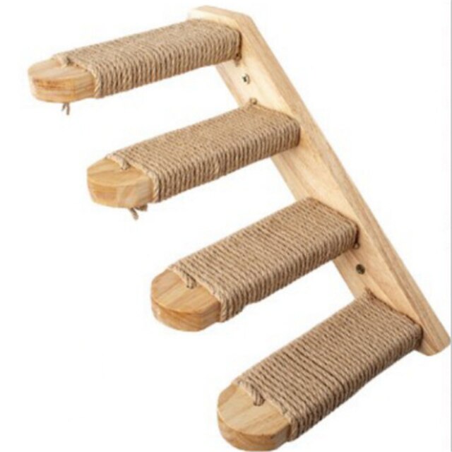 Wall Mounted Cat Climbing Ladder Cat Jumping Platform Frame Pet Furniture Play House Cat Stairs Steps Climbing Shelf Cat Toys: Model D With rope