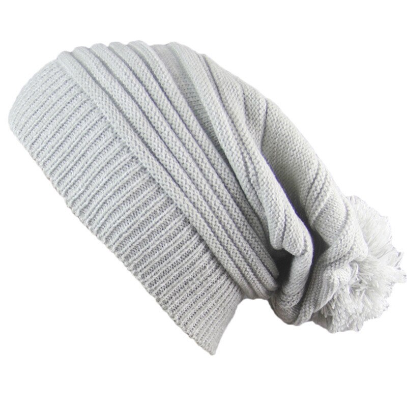 Warmer Knitted Hat Thick Warm Knit Crochet Beanies Winter Hats For Men Women Cap 4 Colors Bonnet With Big Plush Ball: 2